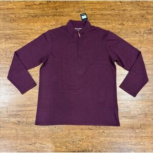 Mizzen+Main Wine‎ Red Performance Casual Golf 1/4 Zip Pullover Sweatshirt Men XL